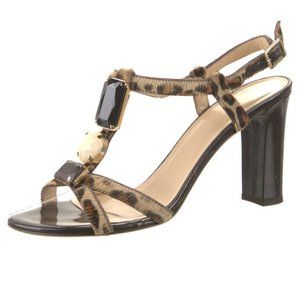 Kate Spade T-Strap Heels in Pony Haircalf and Brown Patent Leather Size 9 *RARE*